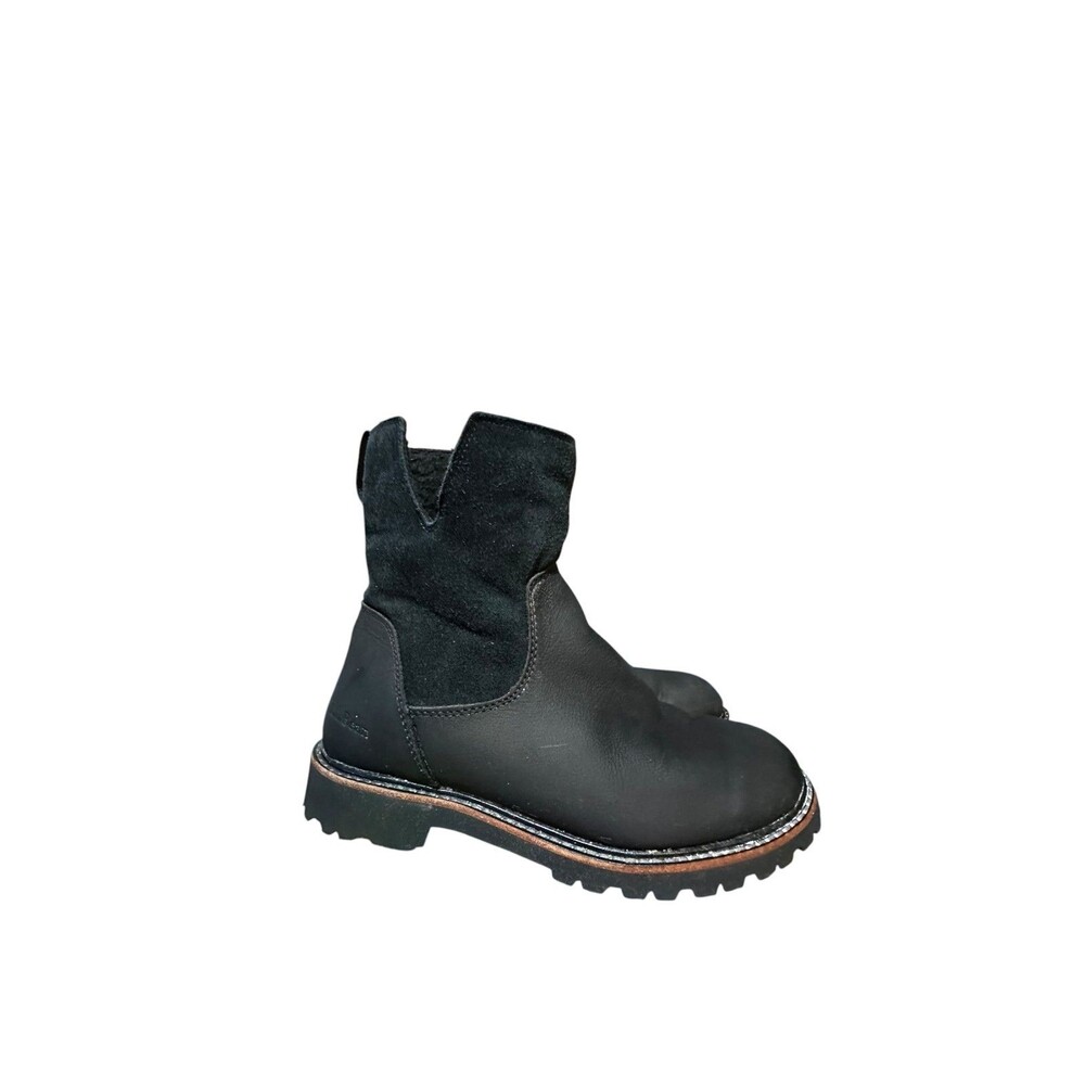 L.L.Bean Rugged Cozy Mid Side-Zip Black Suede Boots Women's Size 7.5 M Vibram